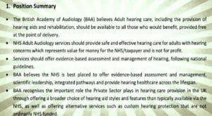 NHS hearing care,NHS audiology,british academy of audiology